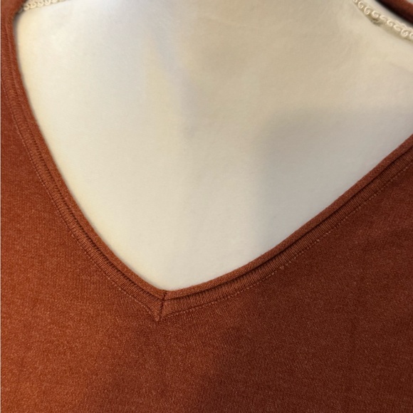 Milano Essentials Rust V-Neck Sweater - Picture 3 of 7